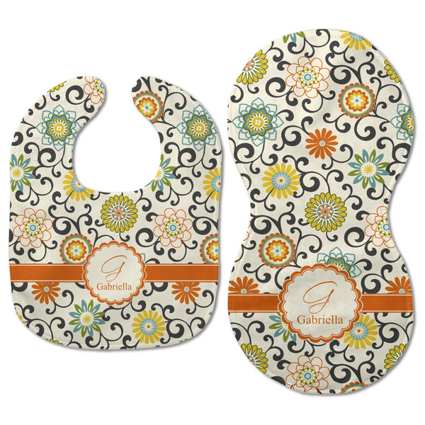 Swirls & Floral Baby Bib & Burp Set - Approval (new bib & burp)