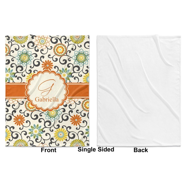 Swirls & Floral Baby Blanket (Single Side - Printed Front, White Back)