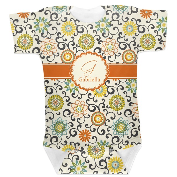Custom Swirls & Floral Baby Bodysuit 6-12 (Personalized)