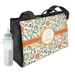 Swirls & Floral Diaper Bag w/ Name and Initial