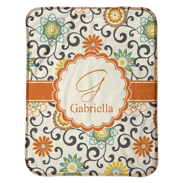 Swirls & Floral Baby Sherpa Blanket - Flat