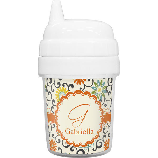 Custom Swirls & Floral Baby Sippy Cup (Personalized)