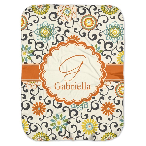 Custom Swirls & Floral Baby Swaddling Blanket (Personalized)
