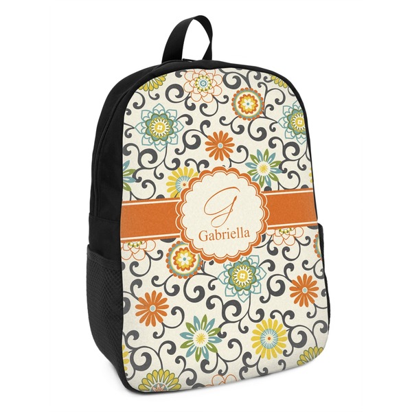Custom Swirls & Floral Kids Backpack (Personalized)