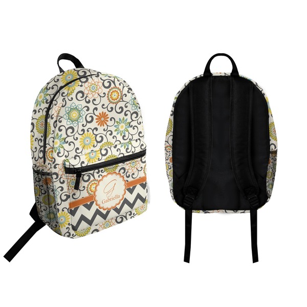Swirls & Floral Backpack front and back - Apvl
