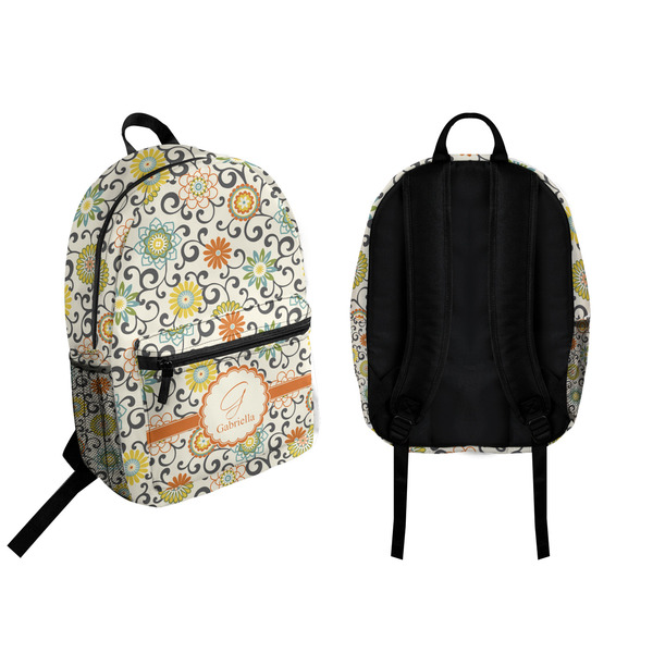 Swirls & Floral Backpack front and back - Apvl
