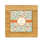 Swirls & Floral Bamboo Trivet with Ceramic Tile Insert (Personalized)