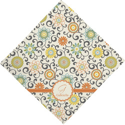 Swirls & Floral Dog Bandana Scarf w/ Name and Initial