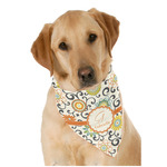 Swirls & Floral Dog Bandana Scarf w/ Name and Initial