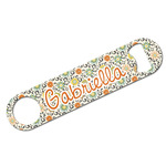 Swirls & Floral Bar Bottle Opener w/ Name and Initial