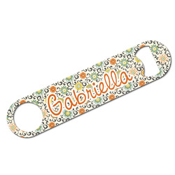 Swirls & Floral Bar Bottle Opener - White w/ Name and Initial