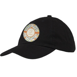 Swirls & Floral Baseball Cap - Black (Personalized)