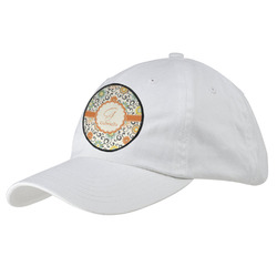 Swirls & Floral Baseball Cap - White (Personalized)