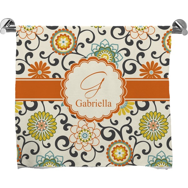 Custom Swirls & Floral Bath Towel (Personalized)