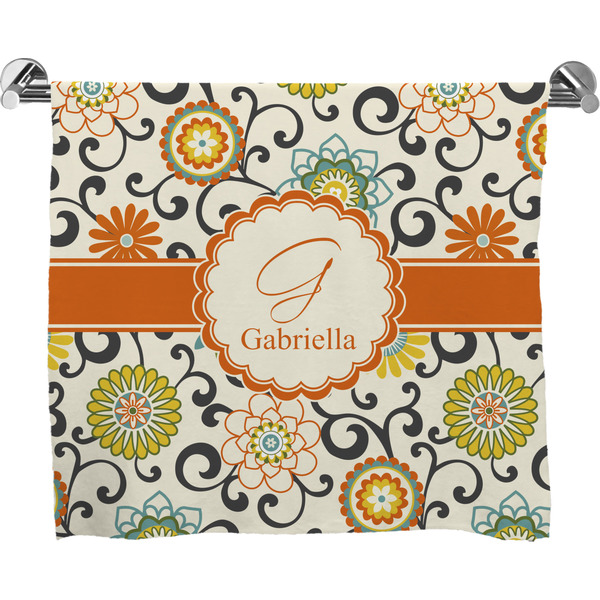 Custom Swirls & Floral Bath Towel (Personalized)