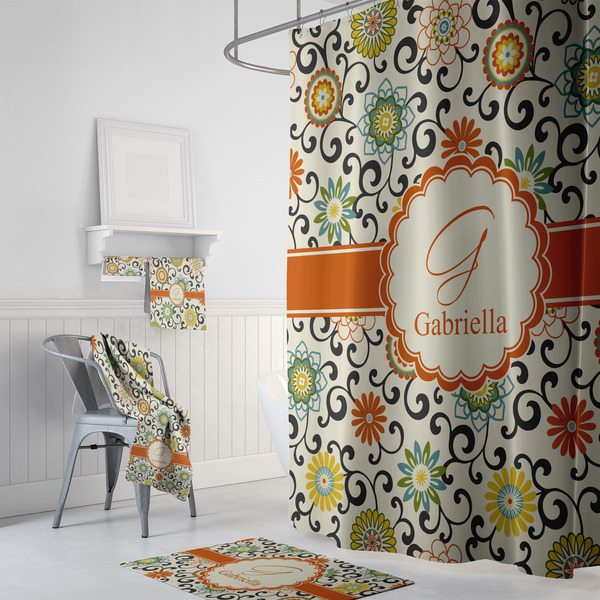 Swirls & Floral Bath Towel Sets - 3-piece - In Context