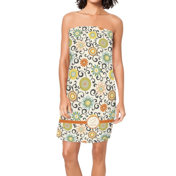 Custom Swirls & Floral Spa / Bath Wrap (Personalized)