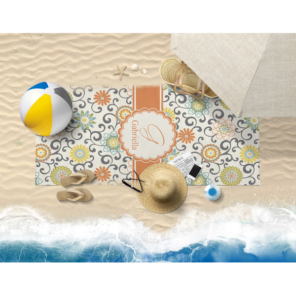 Swirls & Floral Beach Towel Lifestyle