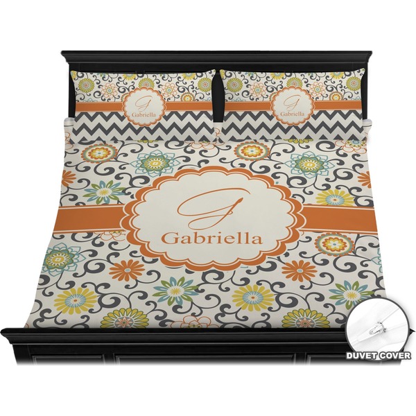 Swirls & Floral Bedding Set (King) - Duvet