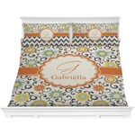 Swirls & Floral Comforter Set - King (Personalized)
