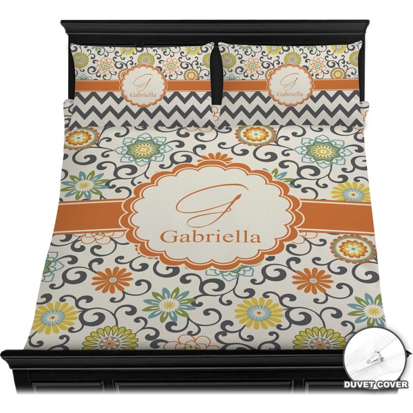 Swirls & Floral Bedding Set (Queen) - Duvet