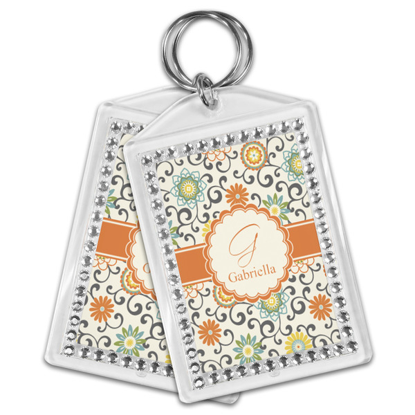 Swirls & Floral Bling Keychain - MAIN