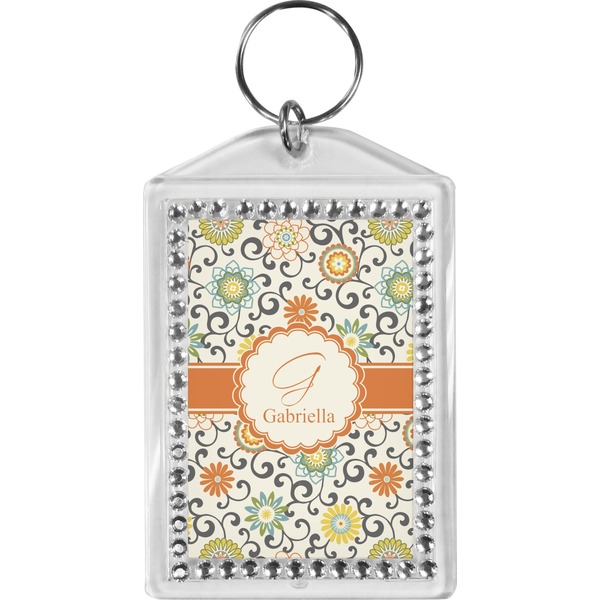 Custom Swirls & Floral Bling Keychain (Personalized)