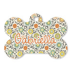 Swirls & Floral Bone Shaped Dog ID Tag (Personalized)