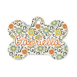 Swirls & Floral Bone Shaped Dog ID Tag - Small (Personalized)