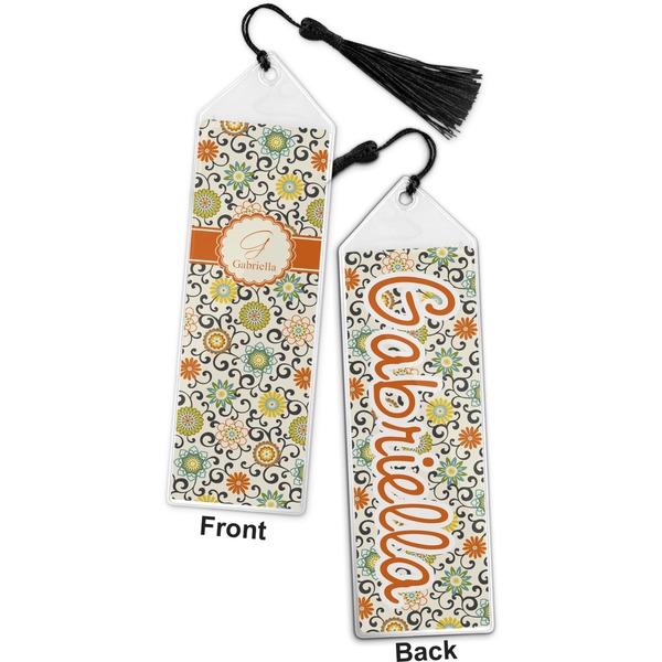 Swirls & Floral Bookmark with tassel - Front and Back