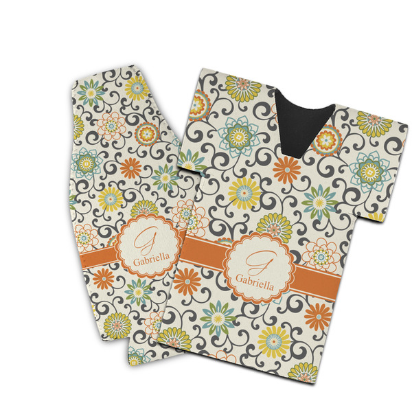 Custom Swirls & Floral Bottle Cooler (Personalized)