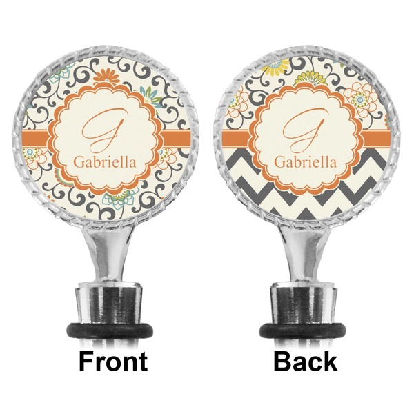 Swirls & Floral Bottle Stopper - Front and Back