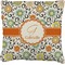 Swirls & Floral Faux-Linen Throw Pillow 18" (Personalized)
