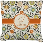 Swirls & Floral Faux-Linen Throw Pillow 26" (Personalized)
