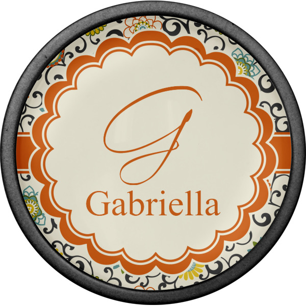 Swirls & Floral Cabinet Knob - Black - Front