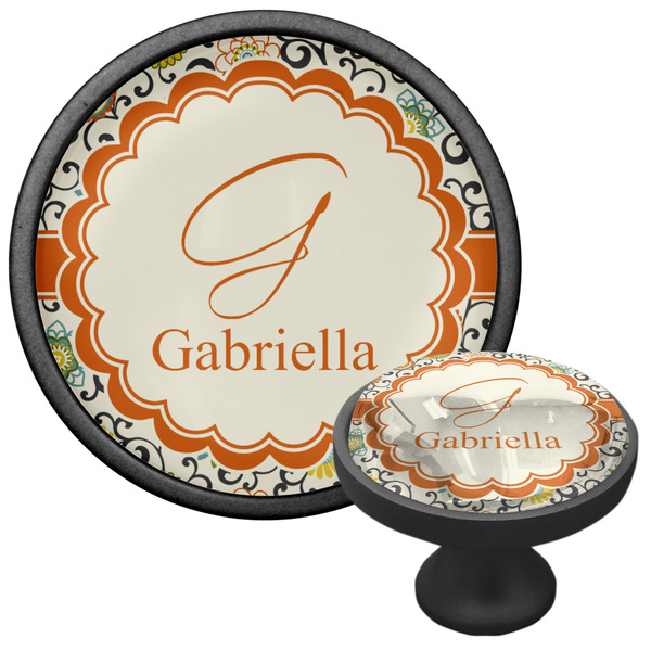 Swirls & Floral Cabinet Knob - Black - Multi Angle