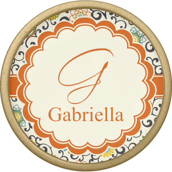 Swirls & Floral Cabinet Knob - Gold - Front