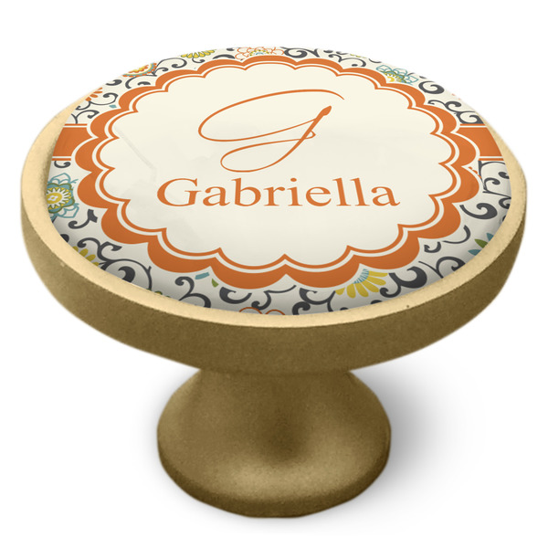 Swirls & Floral Cabinet Knob - Gold - Side