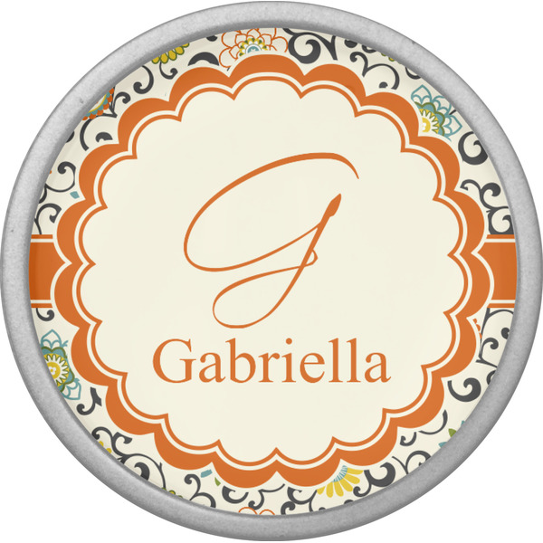 Swirls & Floral Cabinet Knob - Nickel - Front