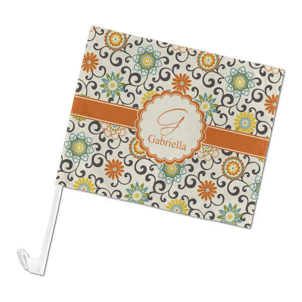 Custom Swirls & Floral Car Flag - Large (Personalized)