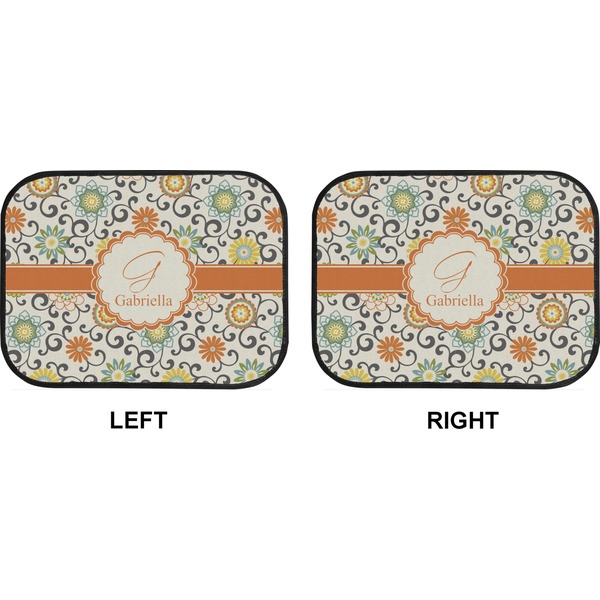 Swirls & Floral Car Floor Mats (Back Seat) (Approval)