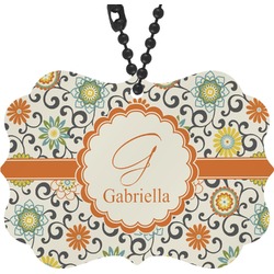 Swirls & Floral Rear View Mirror Charm (Personalized)