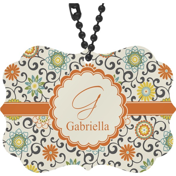 Custom Swirls & Floral Rear View Mirror Charm (Personalized)