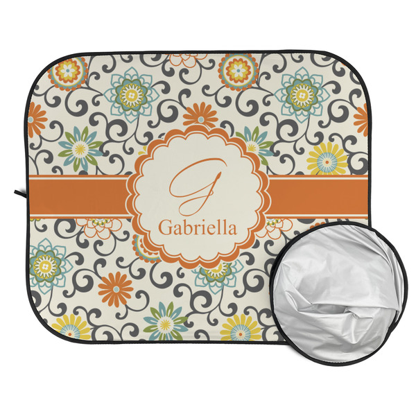 Swirls & Floral Car Sun Shades - FOLDED & UNFOLDED