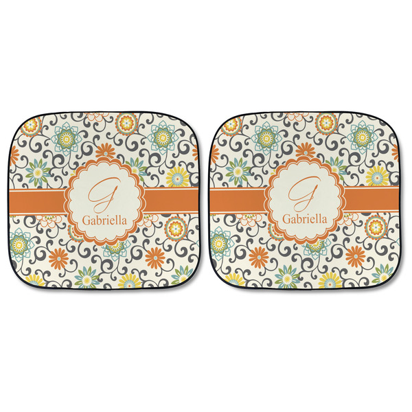 Swirls & Floral Car Sun Shades - FRONT