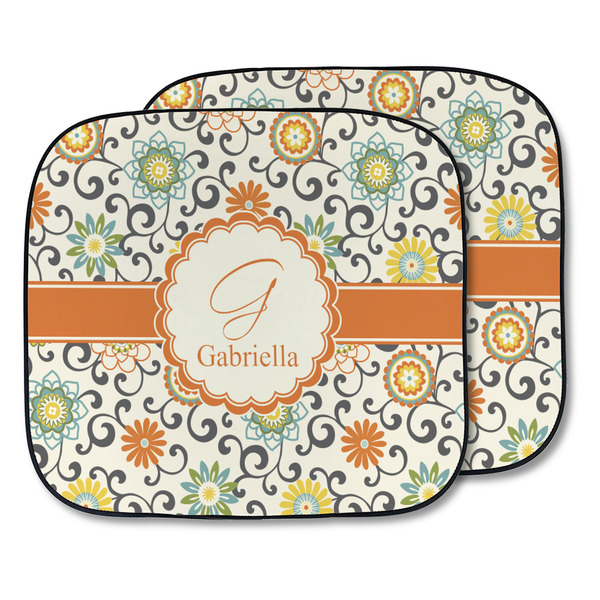 Custom Swirls & Floral Car Sun Shade - Two Piece (Personalized)