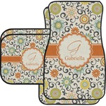 Swirls & Floral Car Floor Mats Set - 2 Front & 2 Back (Personalized)