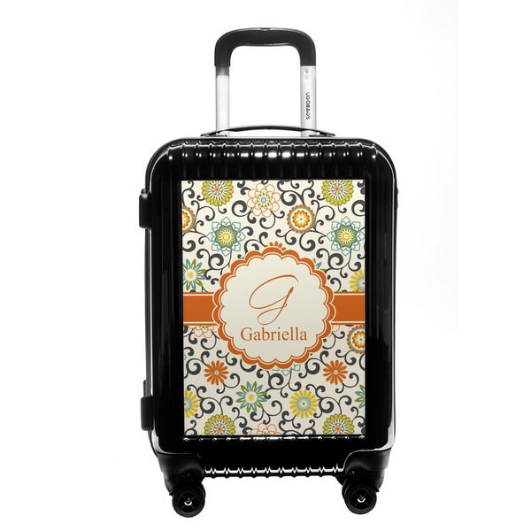 Custom Swirls & Floral Carry On Hard Shell Suitcase (Personalized)