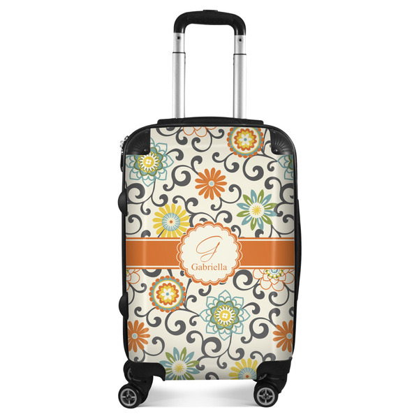 Custom Swirls & Floral Suitcase - 20" Carry On (Personalized)
