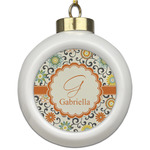 Swirls & Floral Ceramic Ball Ornament (Personalized)